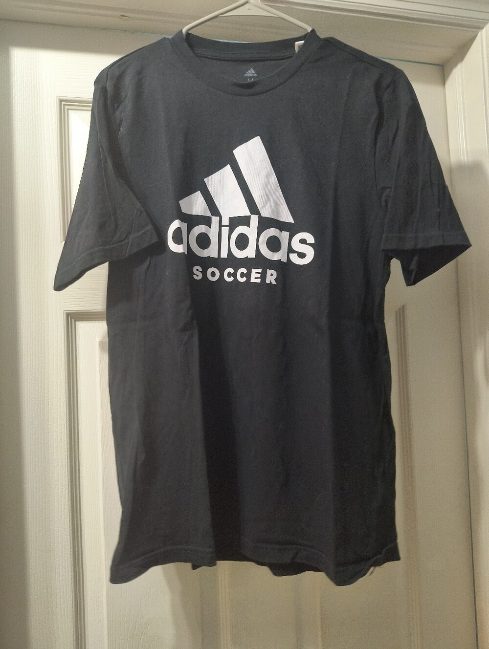 Adidas Soccer T-Shirt Black with White Logo Men's Sz M